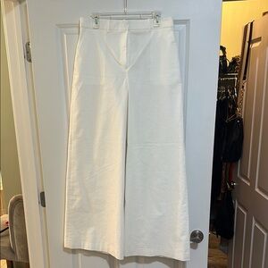 Theory white seersucker wide leg pant NWT size 10